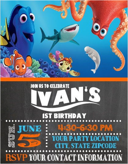 finding nemo dory birthday party invitations personalized