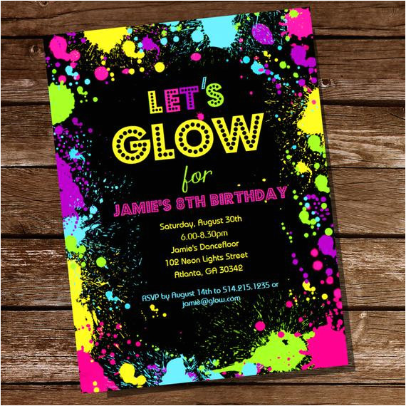 neon glow party theme invitation