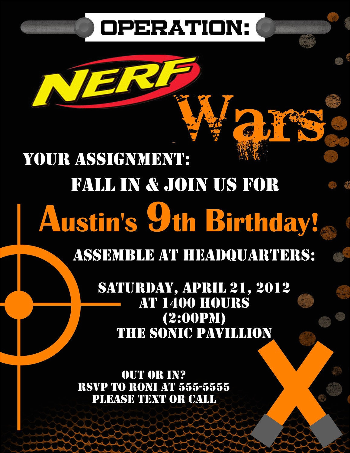 nerf dart digital birthday invitation
