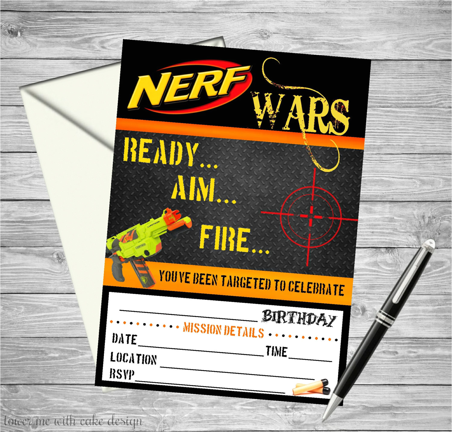 nerf wars printable birthday invitation