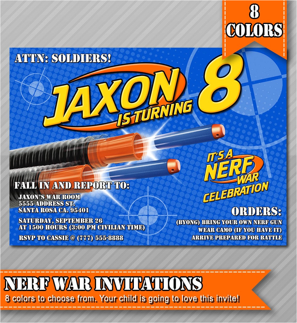 nerf party invitations nerf wars