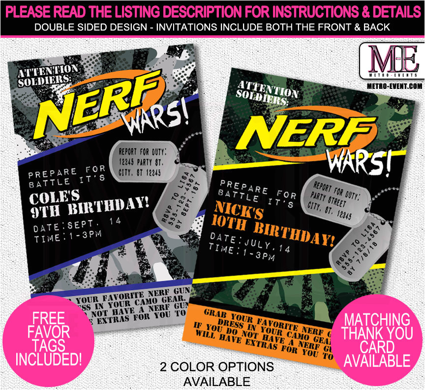nerf wars birthday invitations nerf wars