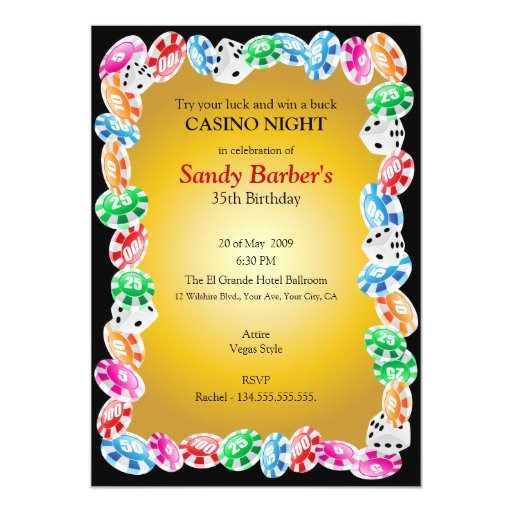 Night Party Invitation Template Casino Night Birthday Party Invitation Template Zazzle