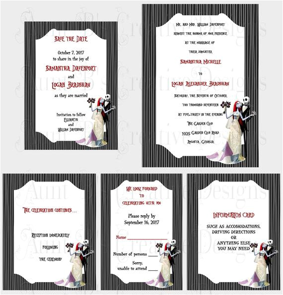 jack and sally wedding invitation set