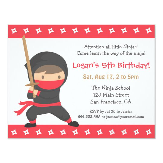 way of the ninja kids birthday party invitations 256726504643188537