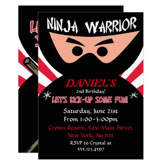 ninja warrior birthday invitation 256517937501677518