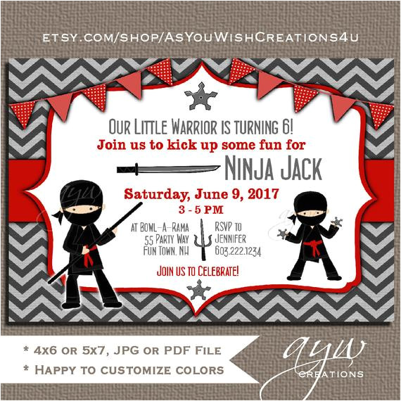 ninja warrior birthday party invitation