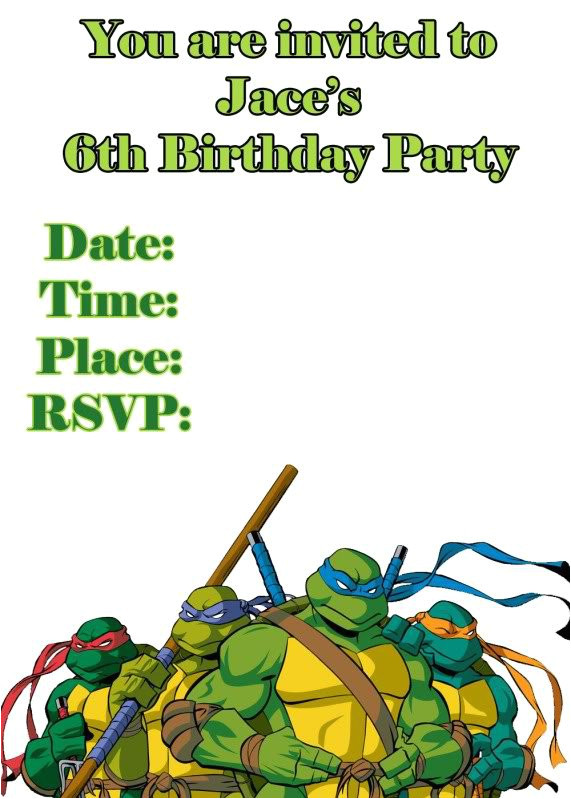 ninja turtle invitation templates