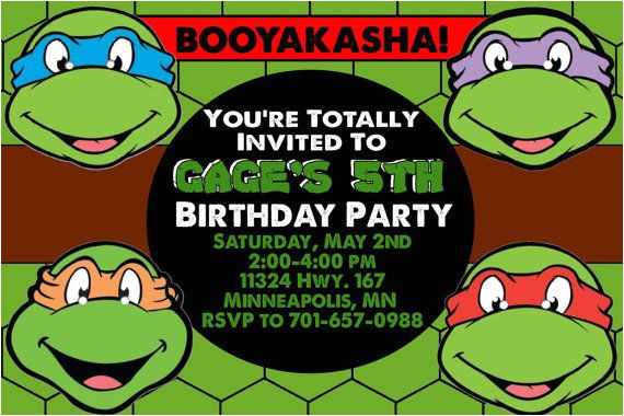 teenage mutant ninja turtles birthday invitations