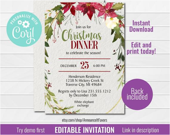editable christmas invitation template christmas party