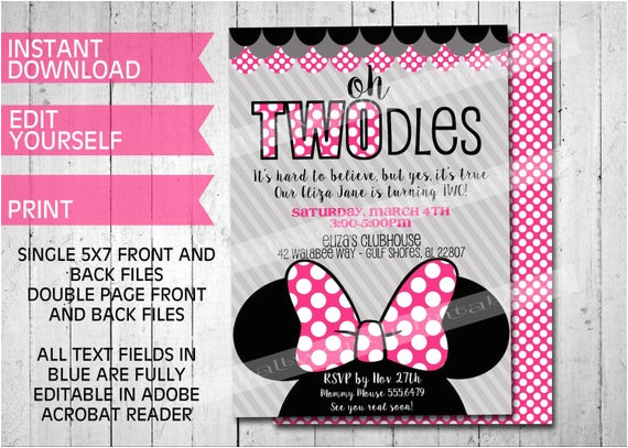 oh twodles invitations minnie mouse