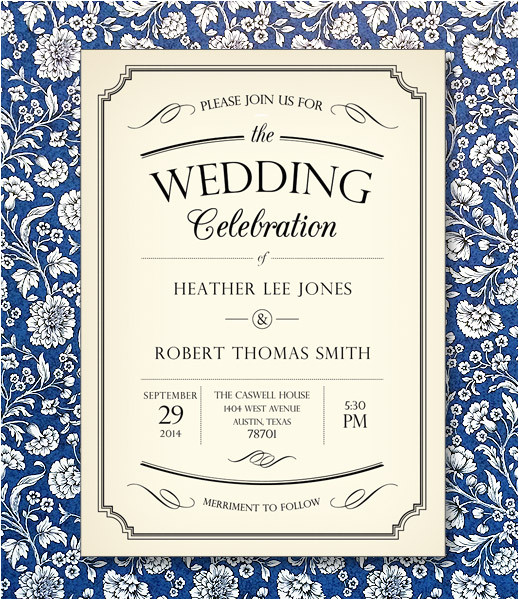 vintage type wedding invitation template