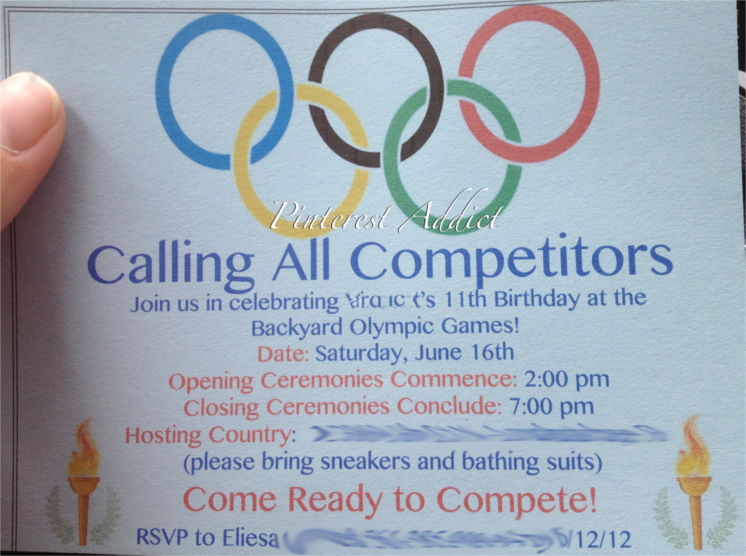 olympic party invitation ideas