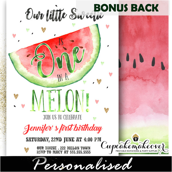 one in a melon first birthday invitations watermelon party ideas