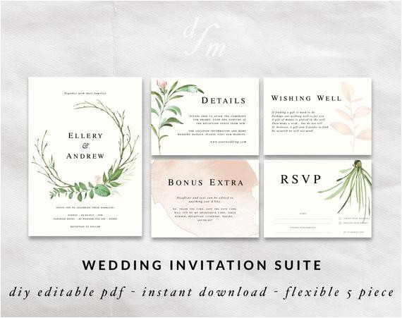 floral wreath invitation diy wedding