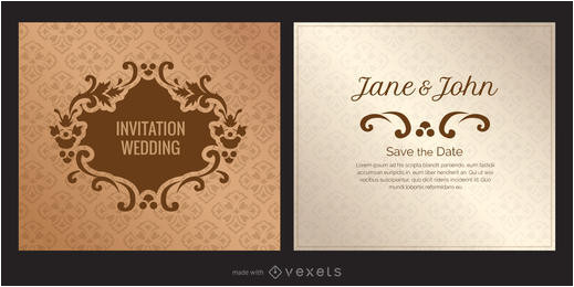 golden floral wedding invitation template