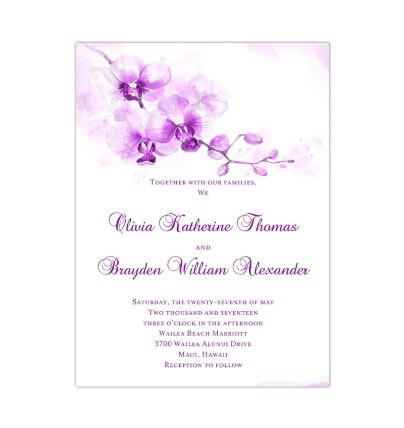 orchid wedding invitation purple
