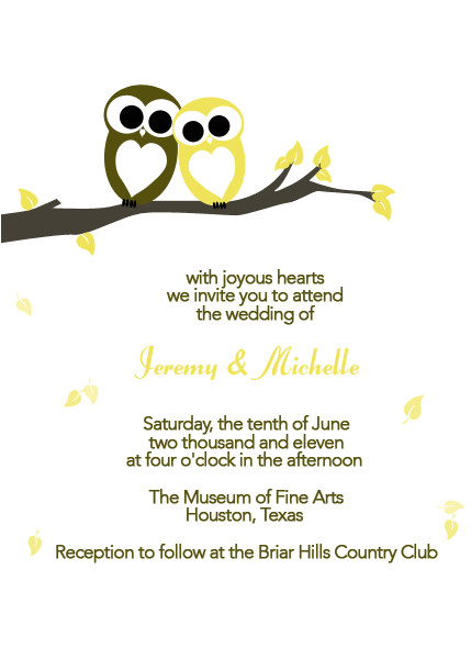 owls wedding invitation