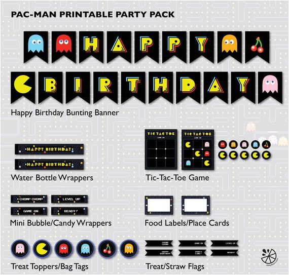 pac man birthday party printable instant