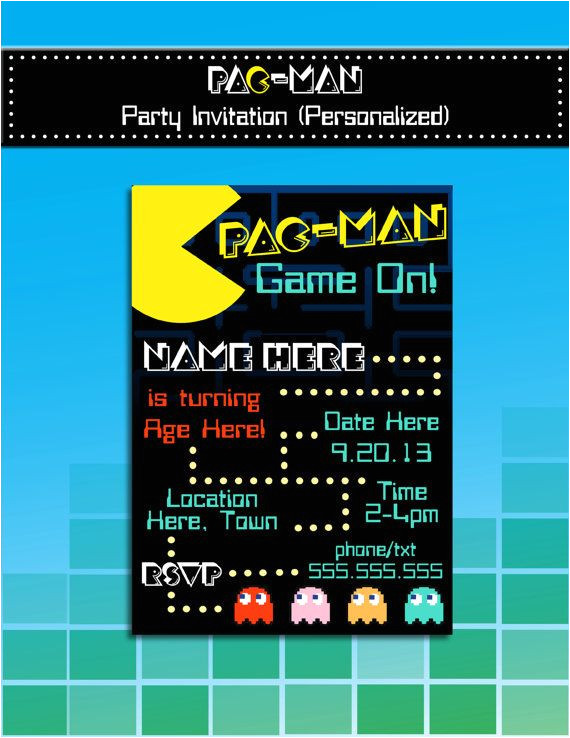 pacman birthday party invitation templates