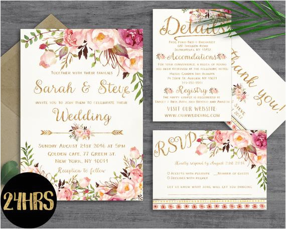 floral wedding invitation template