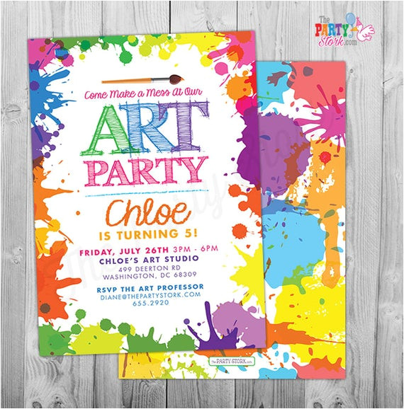 art paint party invitations printable