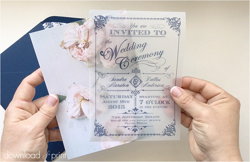 diy translucent wedding invitation with vintage charm