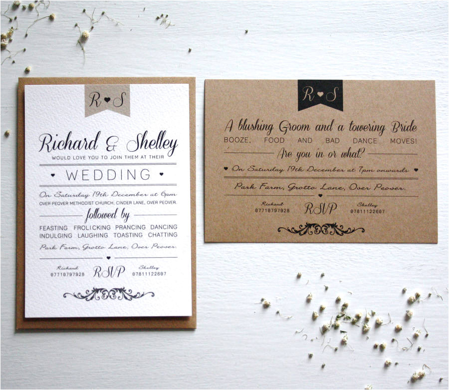elegant type vintage wedding invitation