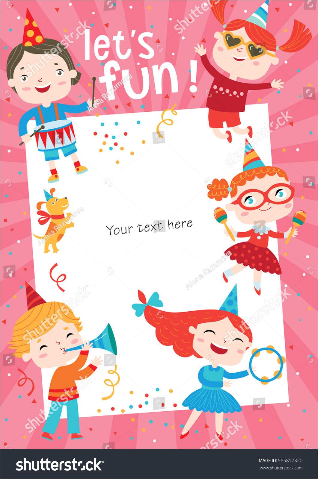 children having fun birthday party template 565817320