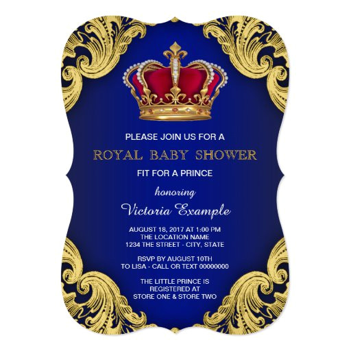 royal fancy prince baby shower 5x7 paper invitation card 256949491156292653