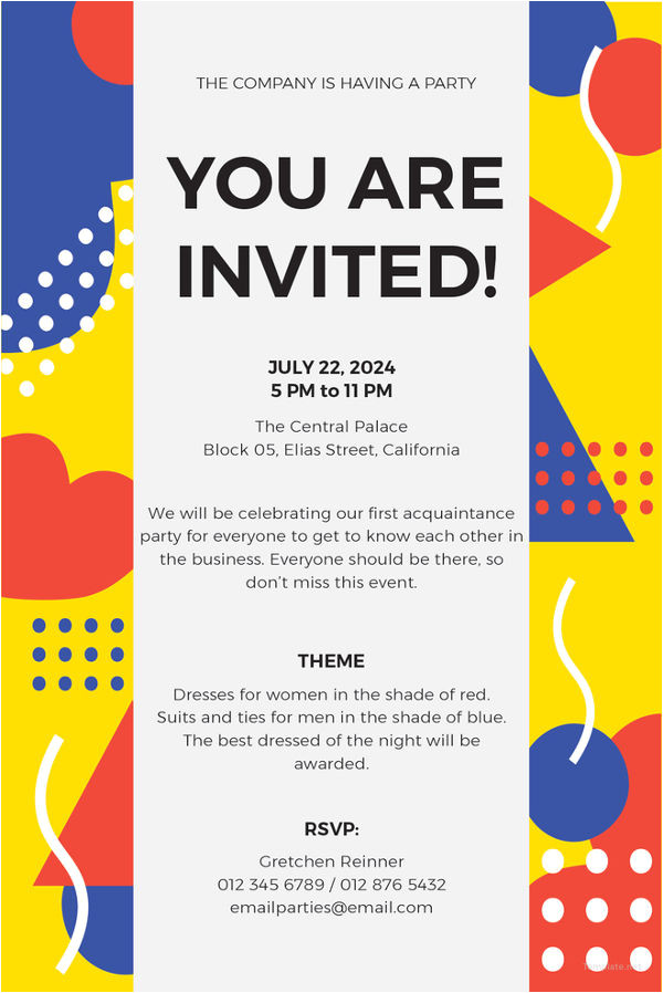 Party Invitation Email Templates Free 15 Email Invitation Template Free Sample Example