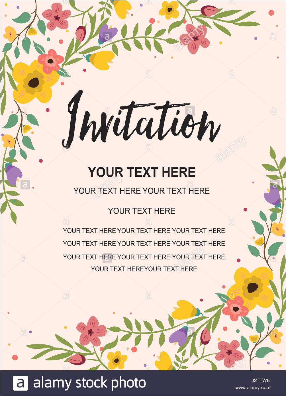 stock photo anniversary party invitation card template colorful floral illustration 139458634