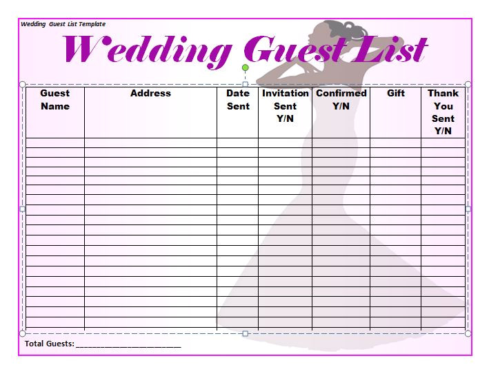 wedding guest list itinerary templates