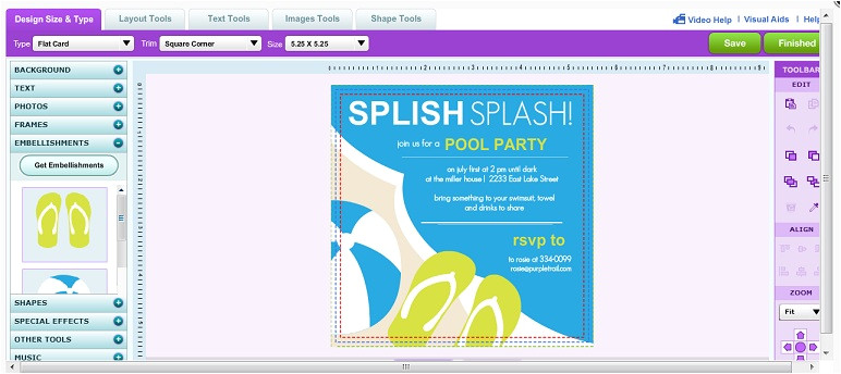 make your own invitations cards announcements and more with purpletrail design center