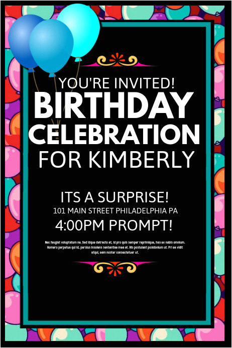 Party Invitation Poster Template Copy Of Birthday Invitation Postermywall