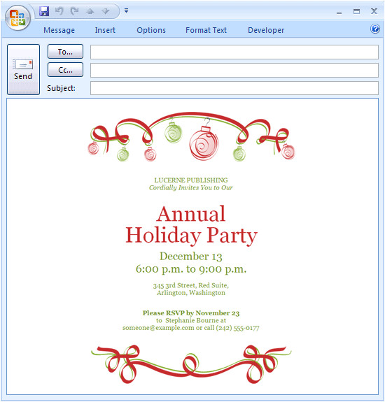 email message holiday party invitation o 307