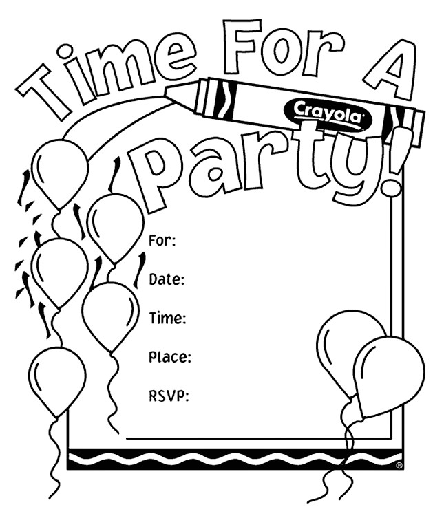 Party Invitation Template for Pages Birthday Party Invitations Coloring Page Crayola Com