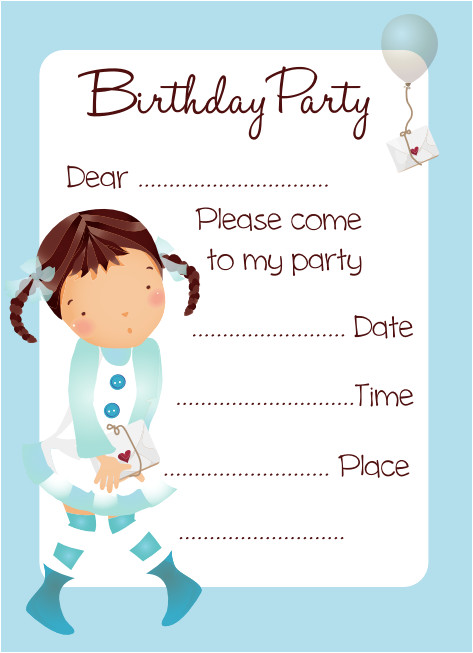 balloon girl birthday party invitation