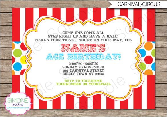 carnival birthday invitation