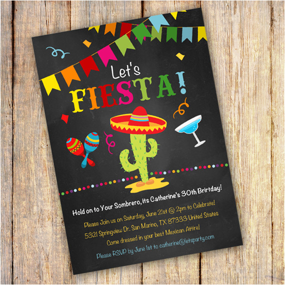 mexican fiesta birthday party invitation template