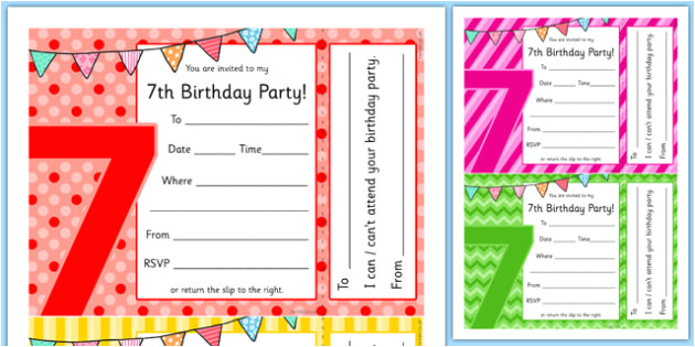 t c 7393 7th birthday party invitations