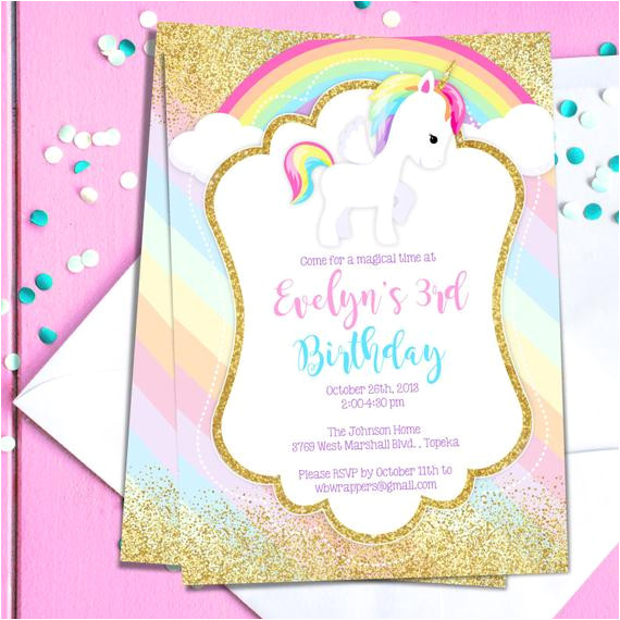 unicorn birthday party invitation