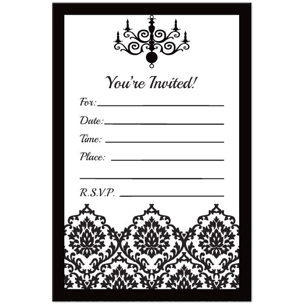 black and white blank invitations