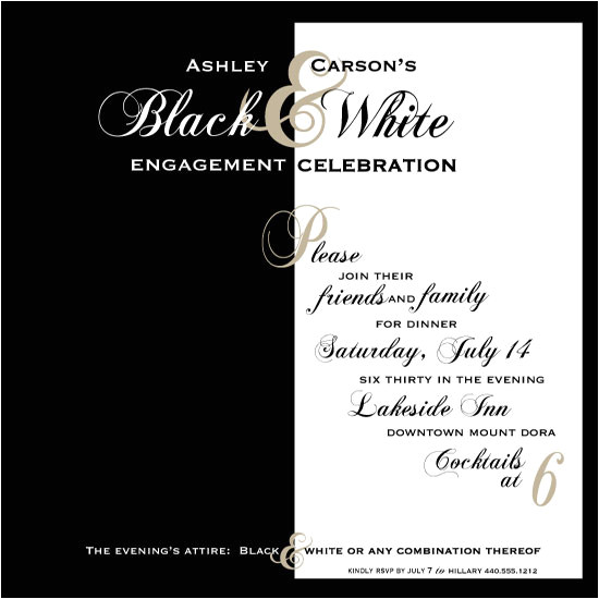 black and white party invitations