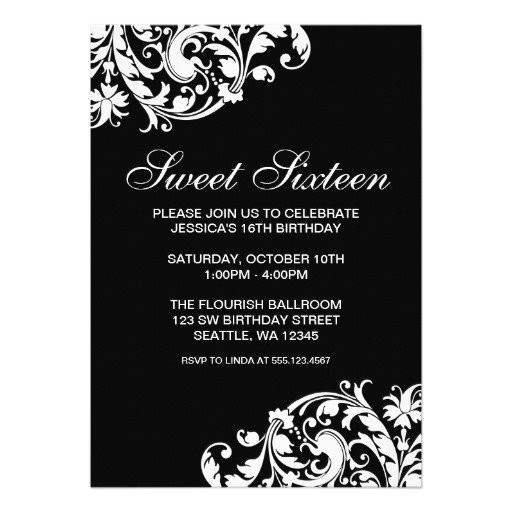 black and white party invitations templates