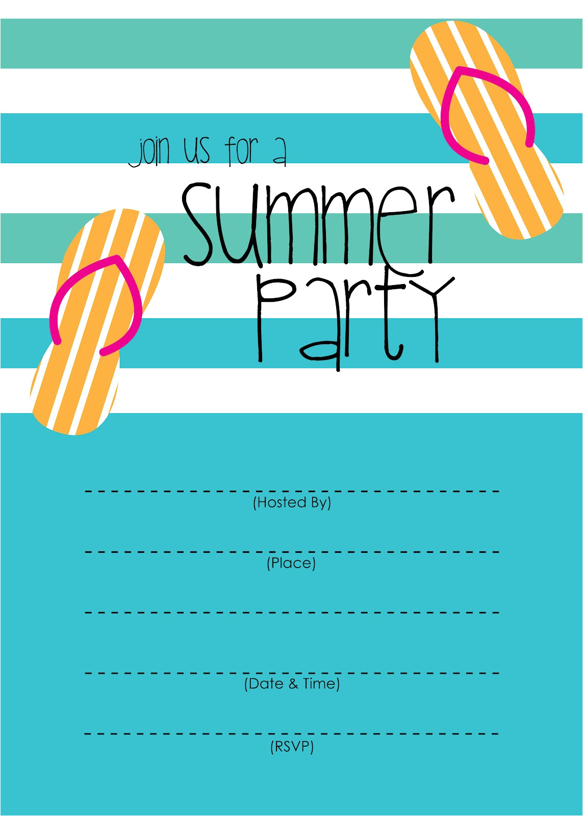 summer party invitation free printable