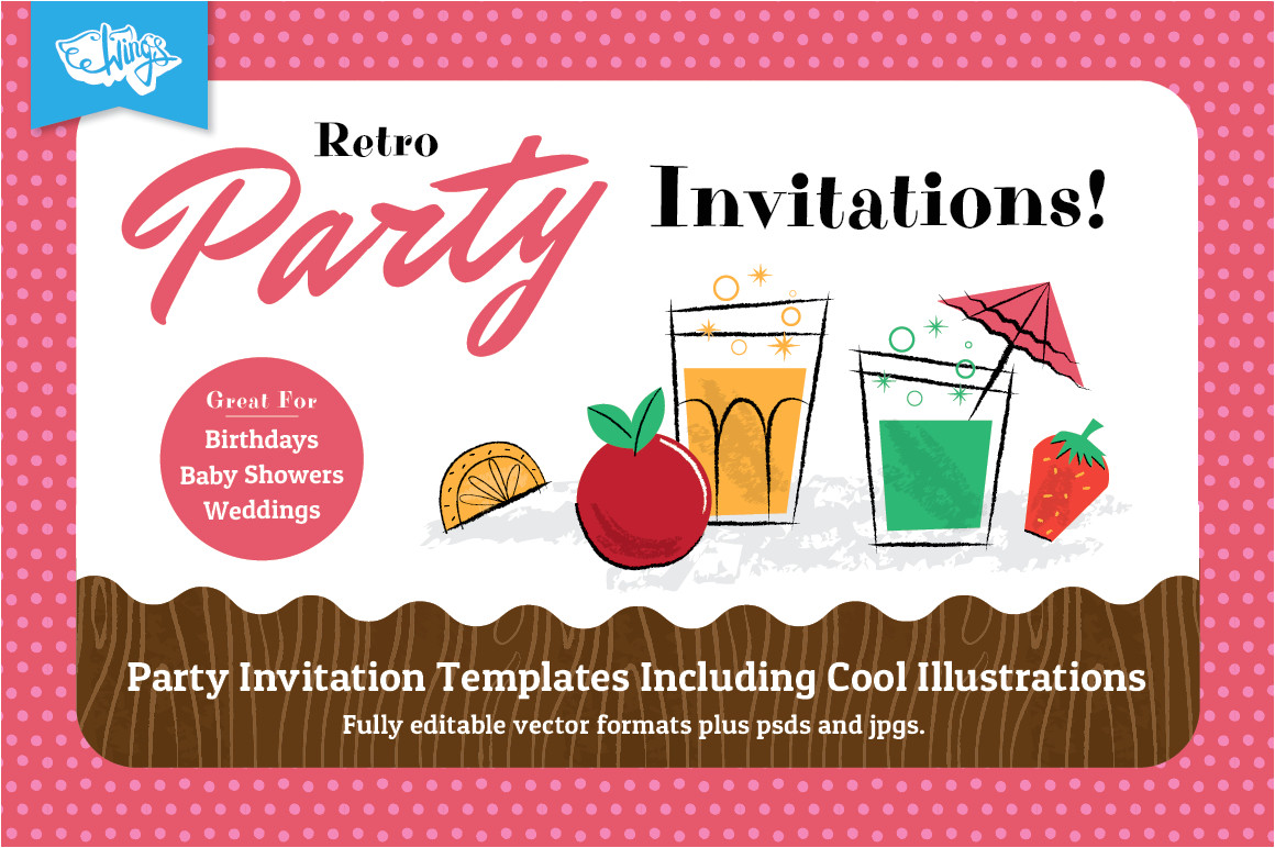 retro party invitation design templates for members