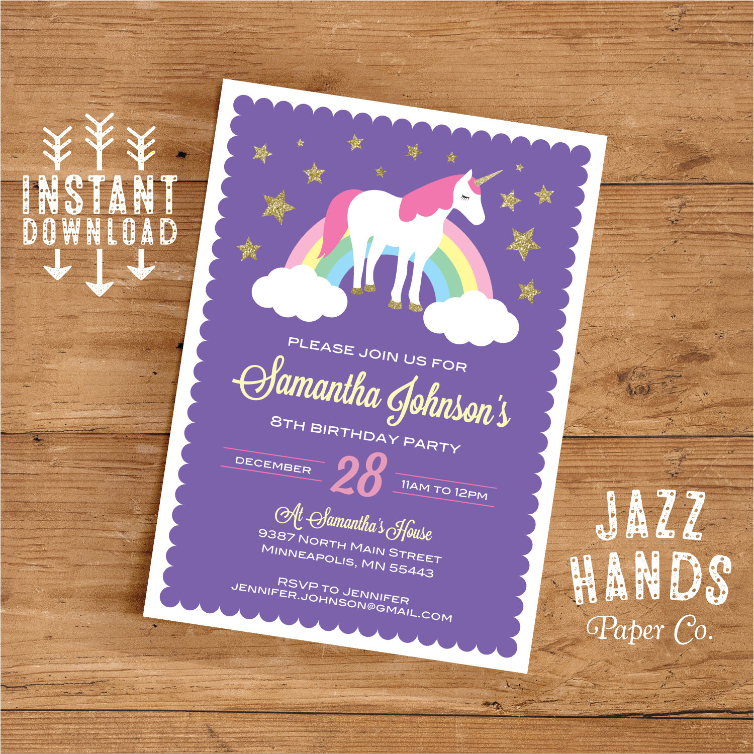 unicorn birthday invitation template diy