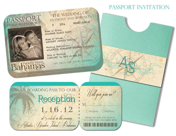 passport wedding invitation and boarding