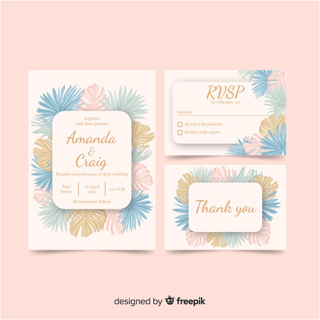 pastel color palm leaves wedding invitation template 4149168